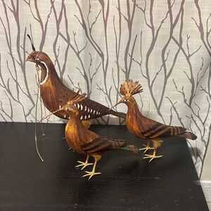 Handcrafted quail Bird Figurines - Brown